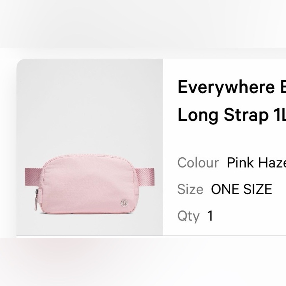 Lululemon Everywhere Belt Bag with
Long Strap 1L
Colour Pink Haze
Size ONE SIZE